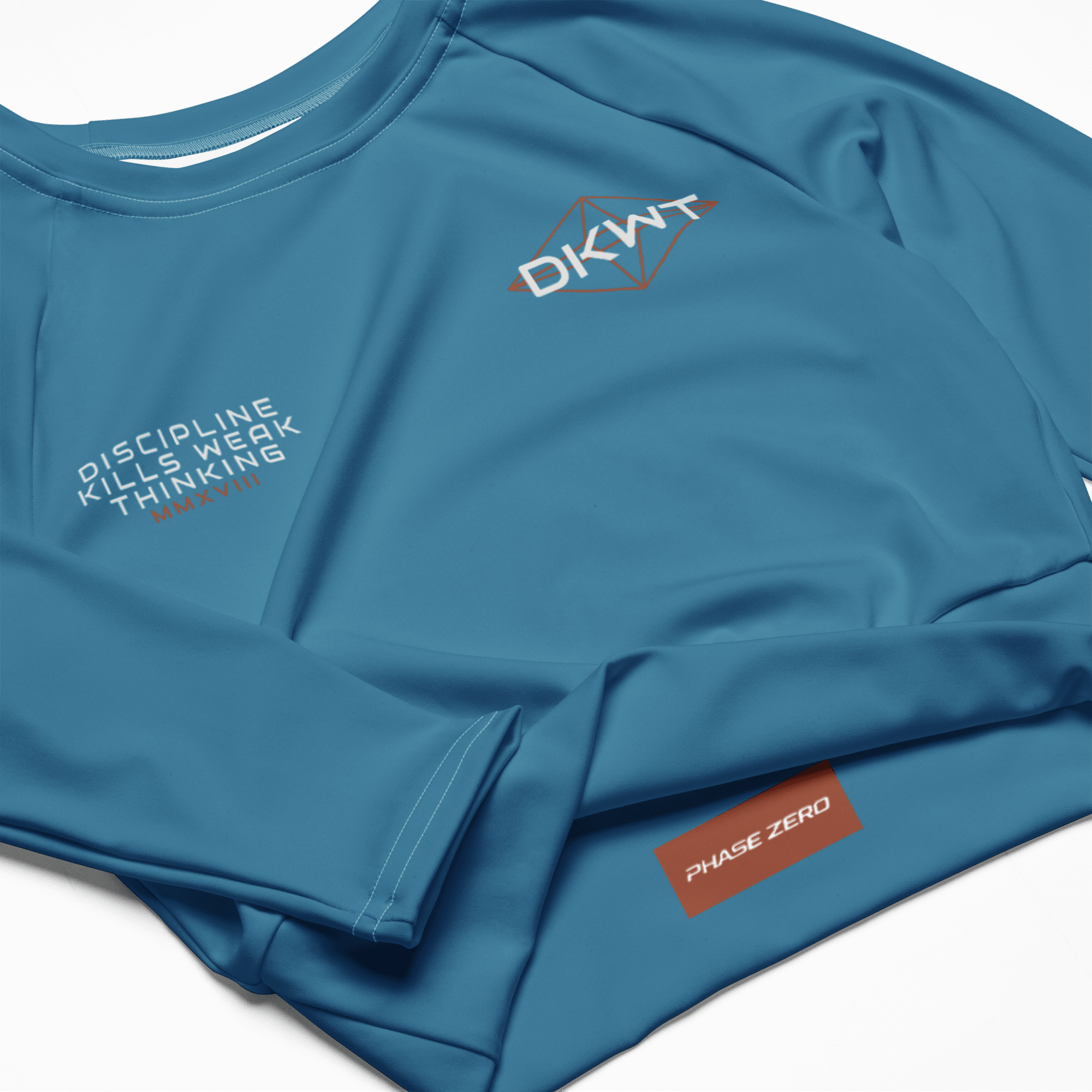 DWKT Dusty Cyan Long - sleeve Crop Top - Phase Zero Co