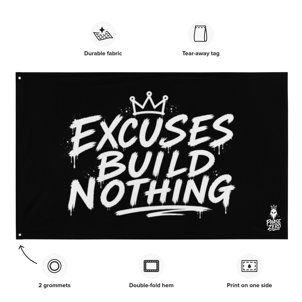 No Excuses Flag – Phase Zero Co flag product image 3